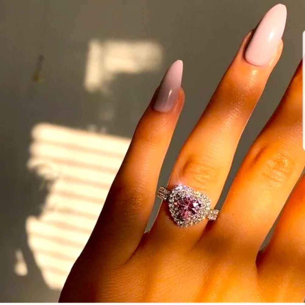NEW Pink Sapphire Gemstone Heart Ring Engagement Ring